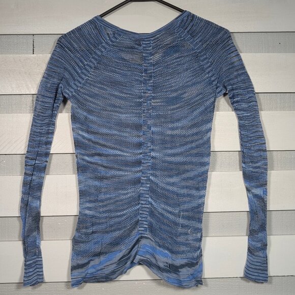 Rag & Bone Jean Long Sleeve Sheer Mesh Shirt XS *Damaged multi tonal blue stripe - Picture 2 of 12